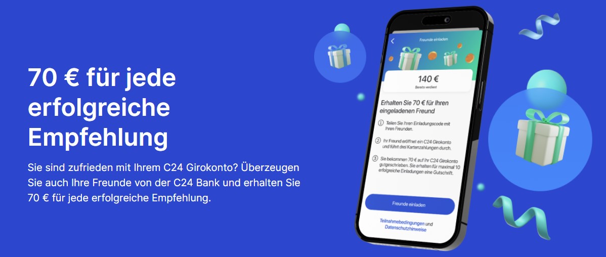 Titelbild zum Beitrag: "C24 Freunde werben Einladungscode Gutscheincode"